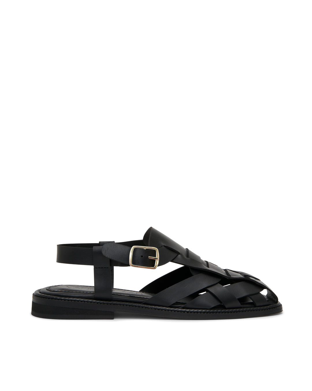 Luxury fisherman sandals for women that are made from soft leather and don't cause blisters. Unique design fisherman sandals that are comfortable. Made from premium black leather, and featuring a polished gold buckle. Elevated and timeless classic fisherman sandals with a twist.