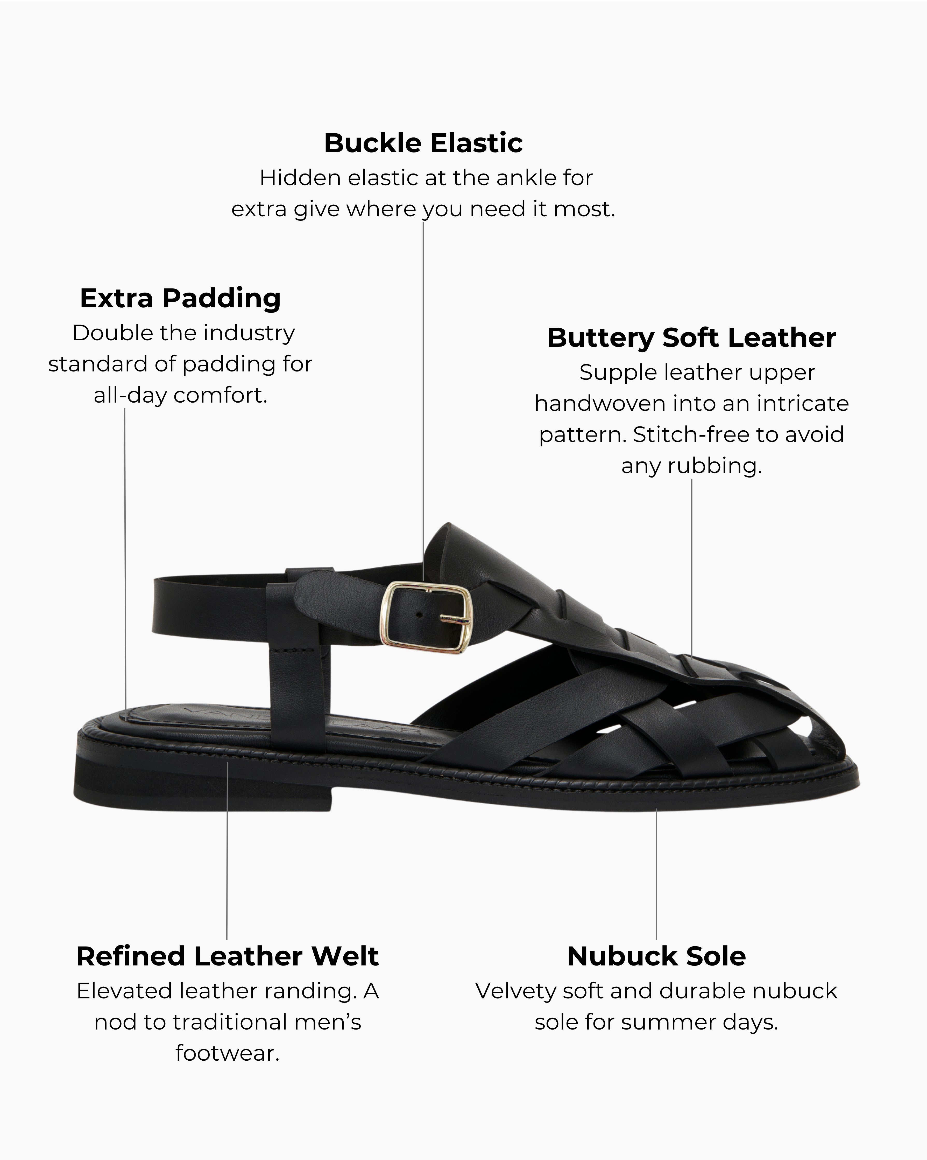 VANDRELAAR - Nora Fisherman Sandal, Black Leather – VANDRÉLAAR